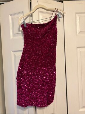 Crystal Doll Magenta Sequin mini dress